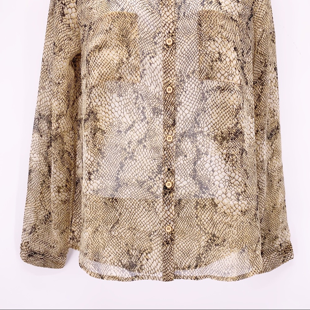 Ecote Python Print Long Sleeve Blouse Size Small - image 3